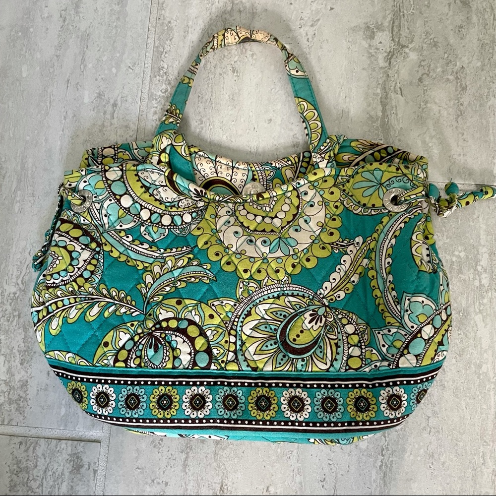 Vera Bradley green paisley tote purse